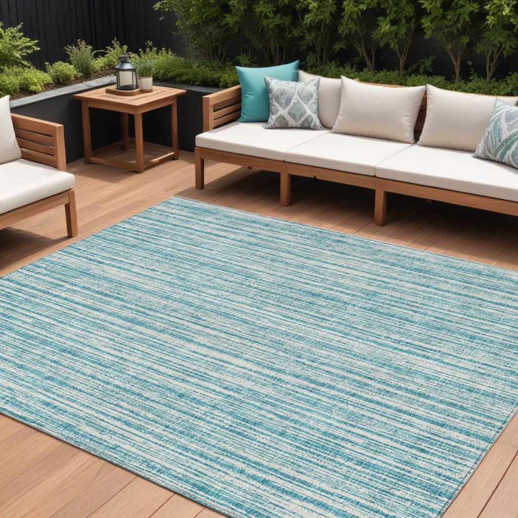 HomeRoots Striped Transitional Rectangle Outdoor Rug
