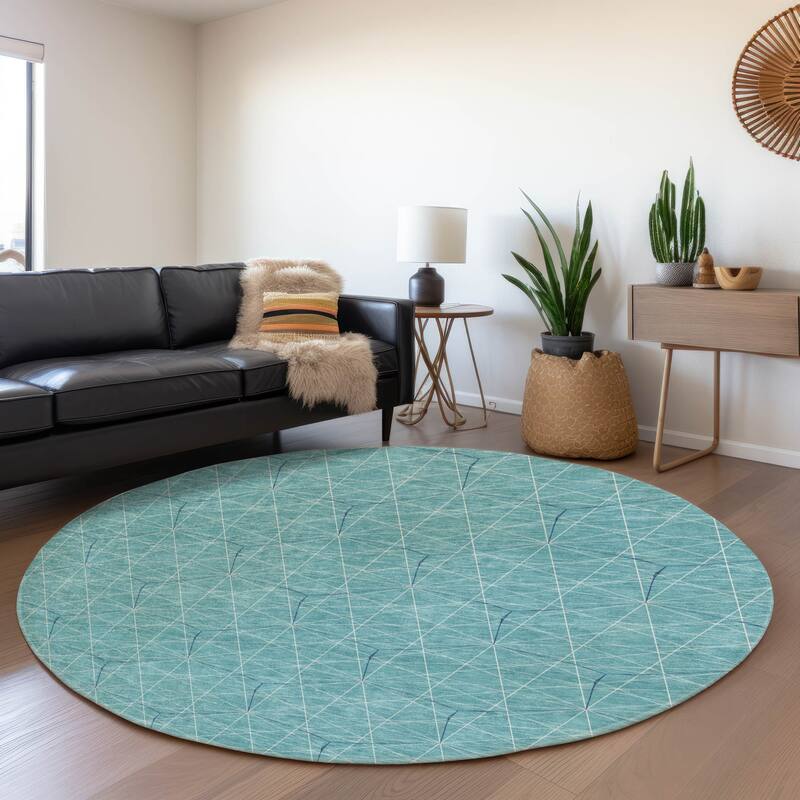 Premium Washable Super Soft Modern Contemporary Mayfield Rug - Teal - 8' x 8'