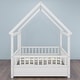 preview thumbnail 26 of 42, Pine Wood Floor Bed with House Roof Frame, Fence Guardrails for Kids, Boys and Girls