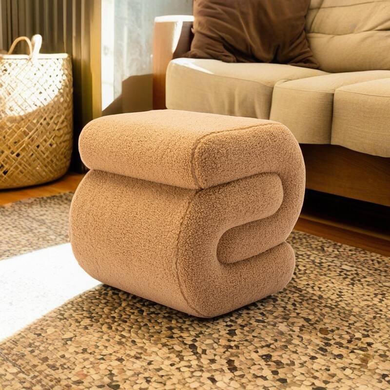 GDFStudio - Allison S-Shape Ottoman Makeup Stool for Chic Spaces
