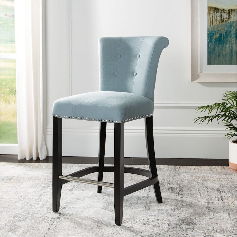 SAFAVIEH Deedee Charcoal Ring Counter Stool - 19.6" x 24.2" x 39.8" - 20Wx24Dx40H - Sky Blue