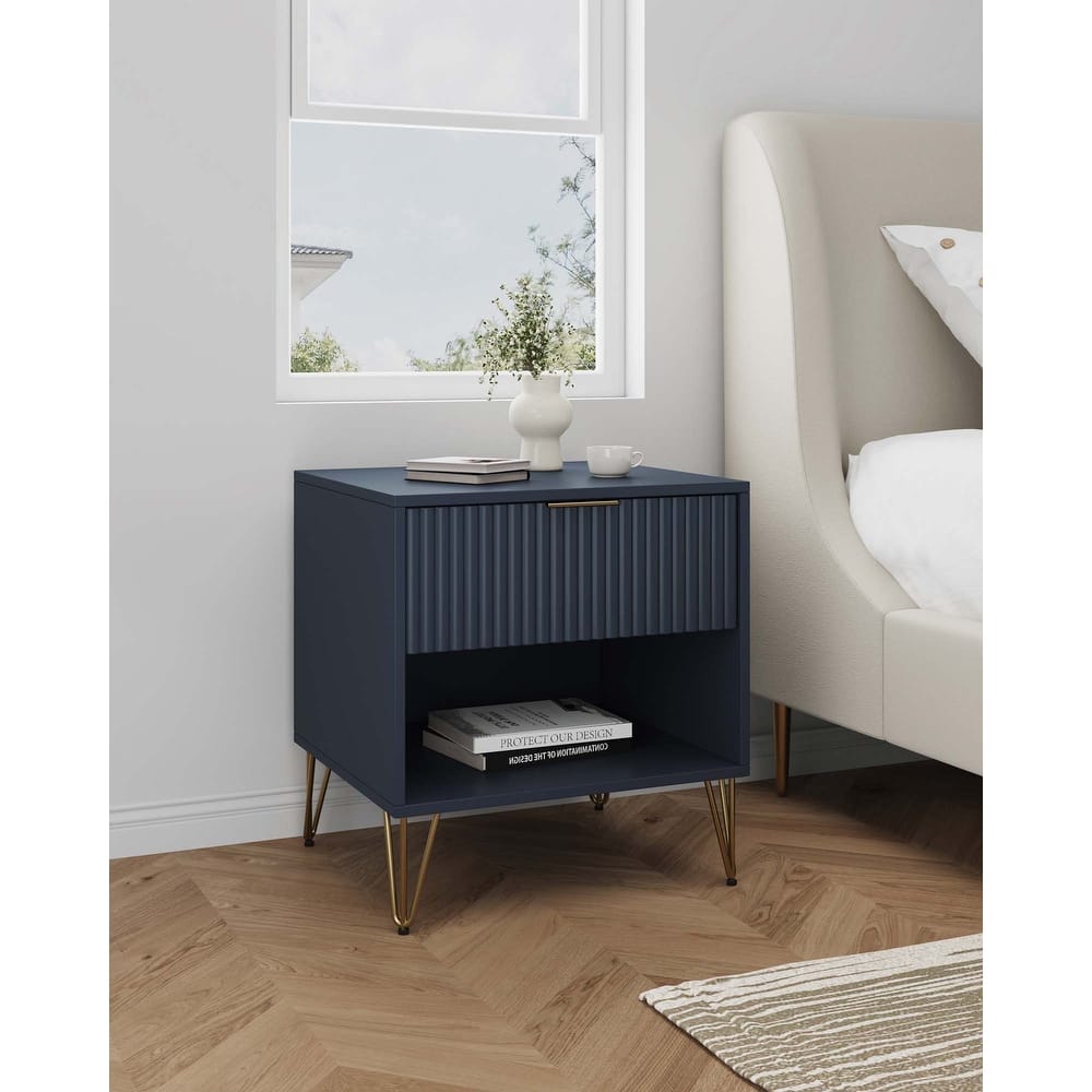 Manhattan Comfort Dumbo Mid Century Nightstand with 1 Drawer