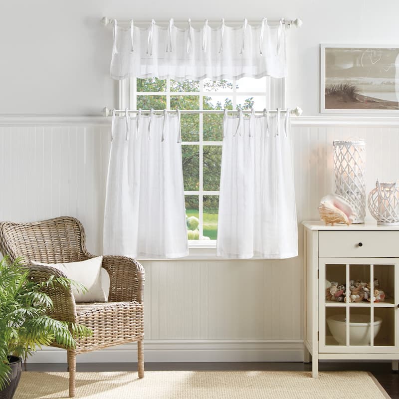 Martha Stewart Laguna Stripe 3-piece Curtain Tier and Valance Set