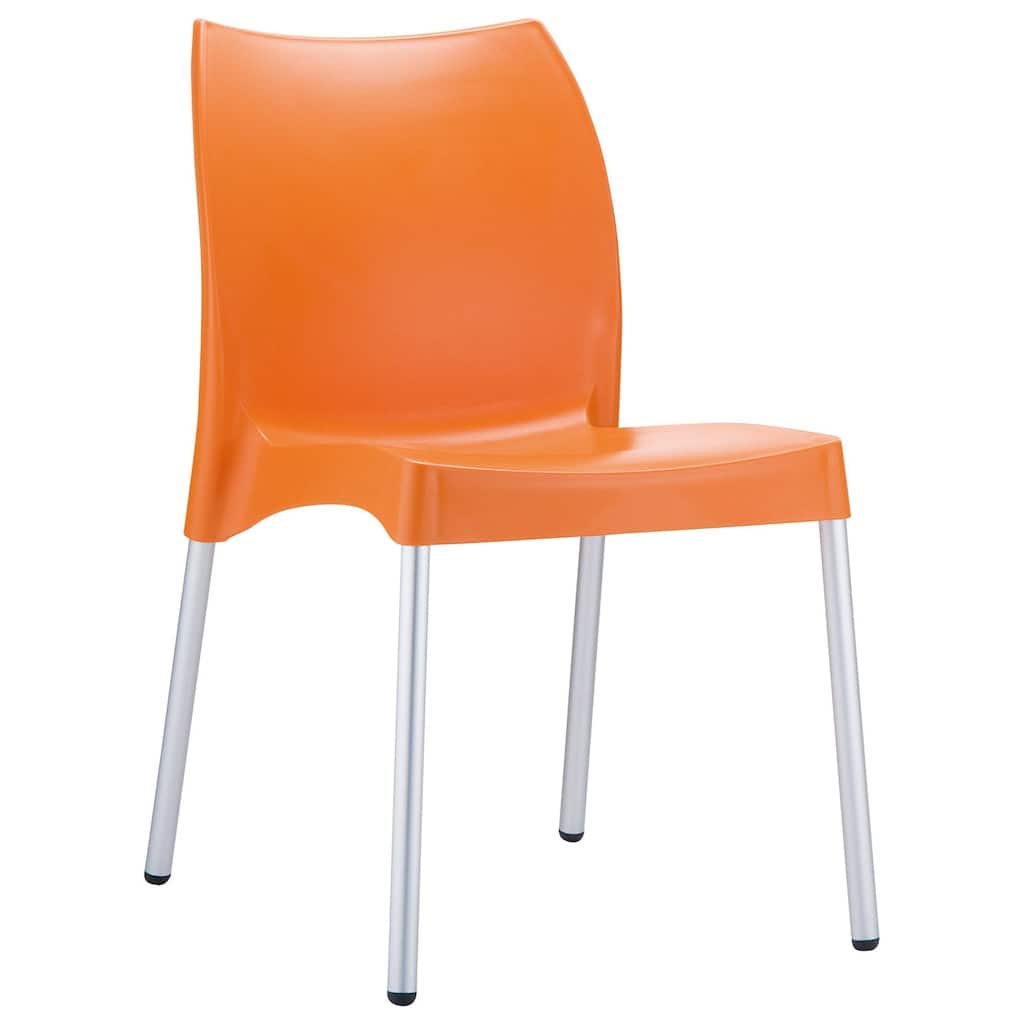31.5" Orange and White Stackable Outdoor Patio Armless Dining Chair