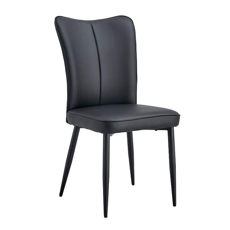 Roomfitters Black PU Dining Chairs with Smooth Vertical Backrest, Modern 4-Piece Set for Dining Room or Kitchen