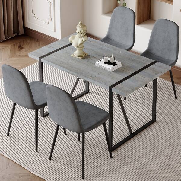 Table And Chair Set Minimalist Retro Rectangular Dining Table With ...