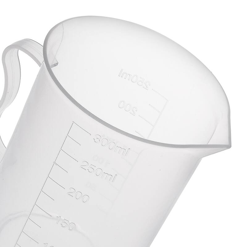 3pcs Laboratory Clear White PP Plastic Measuring Cup Handled Beaker