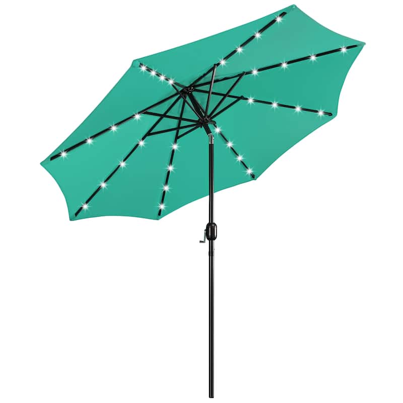 Yaheetech 9FT Patio Umbrella with 32 LED Lights Market Umbrella with 8 Ribs