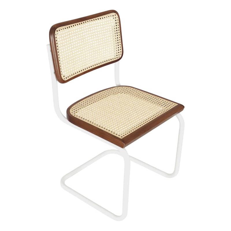 Breuer Chair Company Marcel Breuer Cesca Cane Cantilever Side Chair w/ White Steel Frame (Various Wood & Cane Colors)