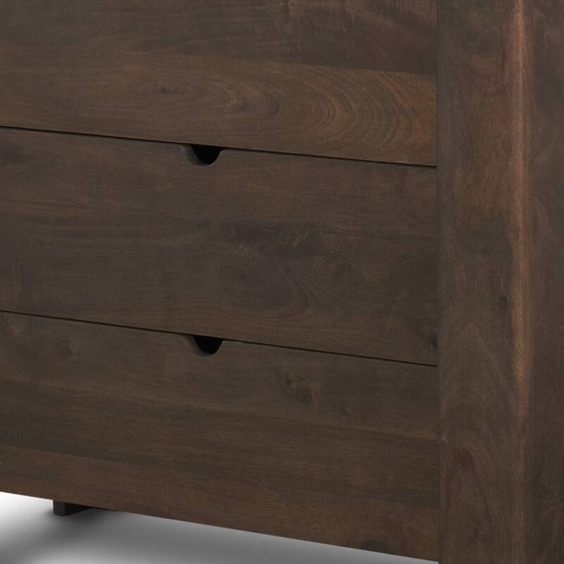 HomeRoots 36" Dark Brown Solid Wood Accent Cabinet With Three Drawers