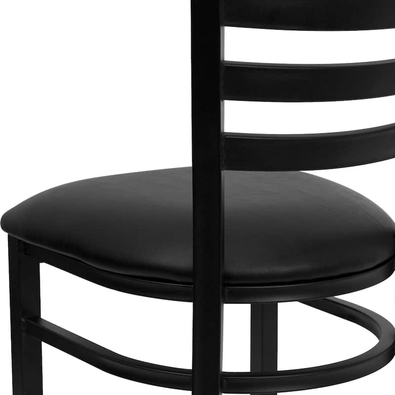 Commercial Grade Modern Metal Ladder Back Restaurant Dining Chair - 16.5"W x 17"D x 32.25"H