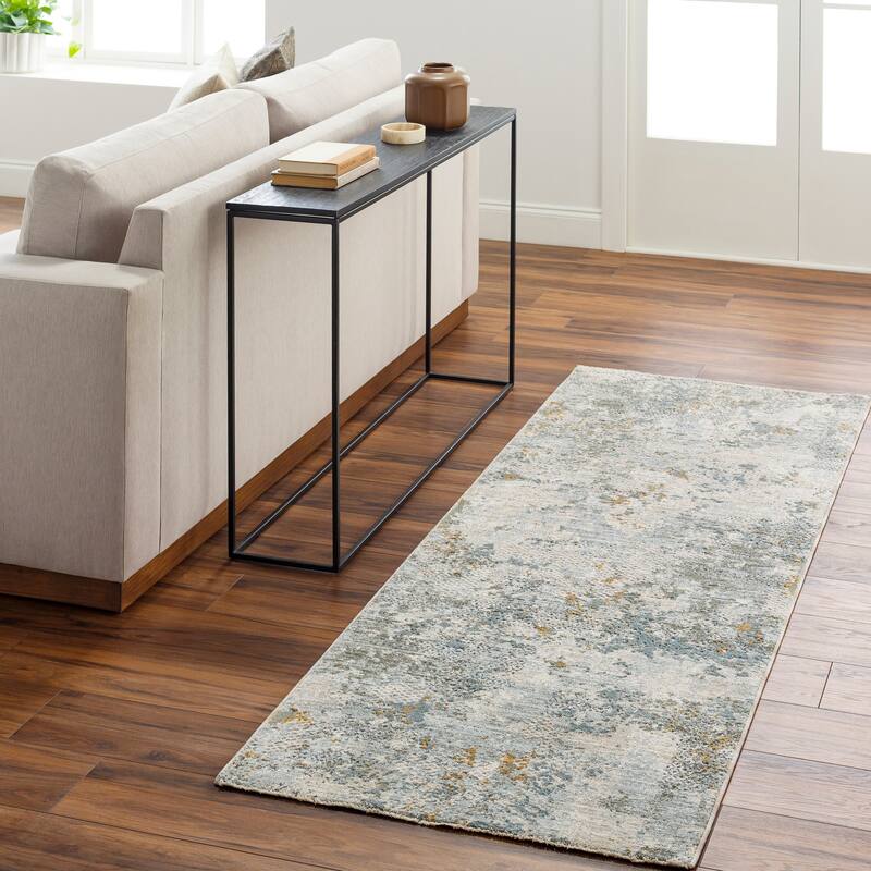 Bridget Mid-Century Modern Area Rug - Taupe/Blue - 2' 7" x 7' 3"