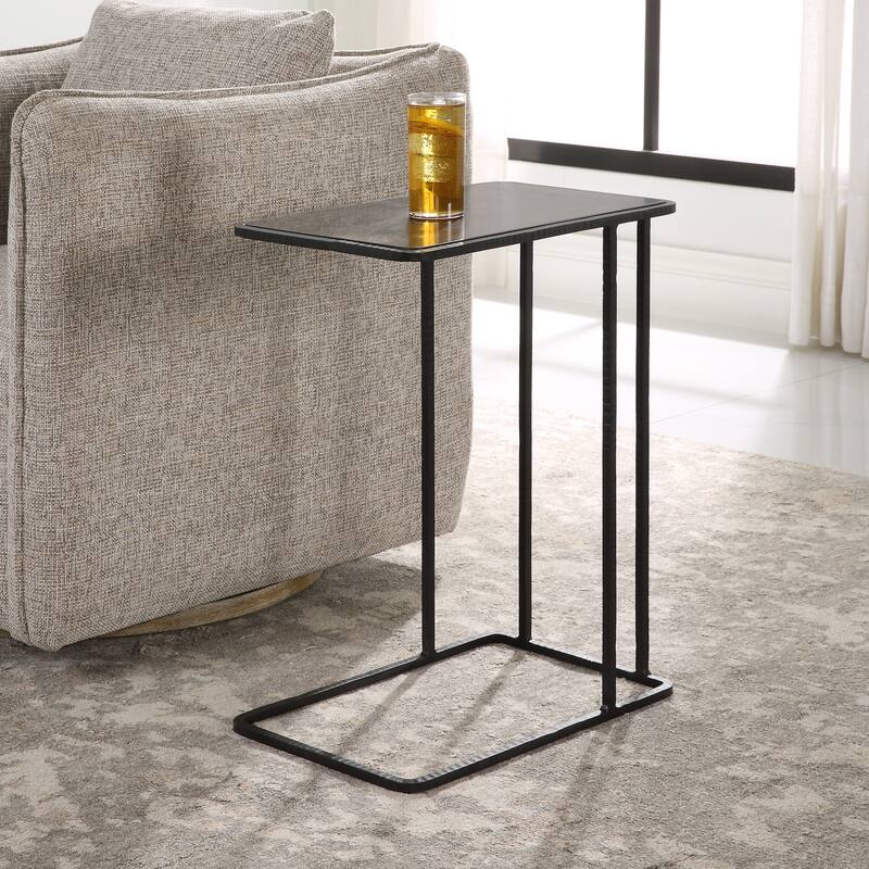 Uttermost 22905 12" Wide Iron, Plywood, and Stone End Table