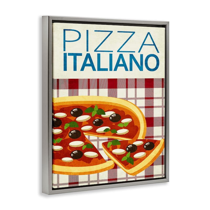 Stupell Classic Pizza Italiano Framed Floater Canvas Wall Art Design By Kim Allen