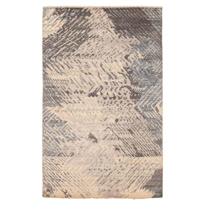 ECARPETGALLERY Hand-knotted Mystique Light Grey Wool Rug - 6' 7" x 10' 4"