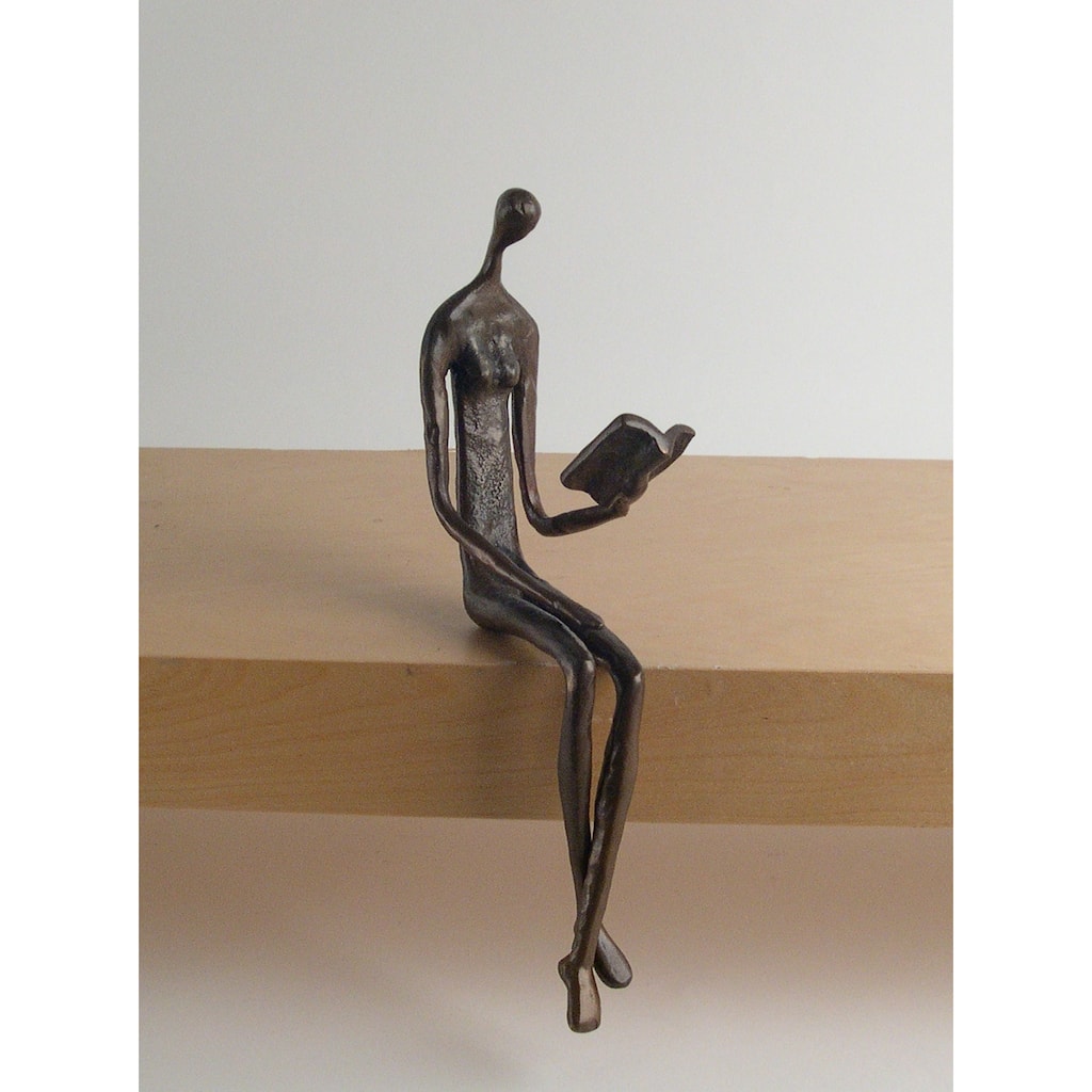 Handcrafted Reading Woman Figurine - 9.5" - Bronze