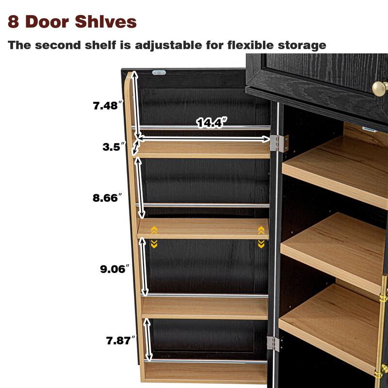 Roomfitters 78" Tall Farmhouse Kitchen Pantry Cabinet with 8 Door Shelves & 3 Large Drawers