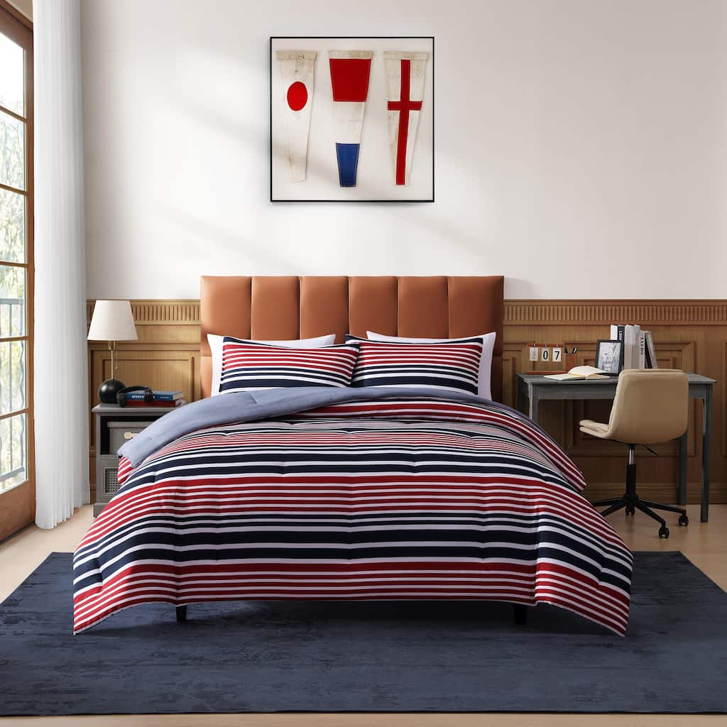 Tommy Hilfiger Favorite Stripe Reversible Red Comforter Set