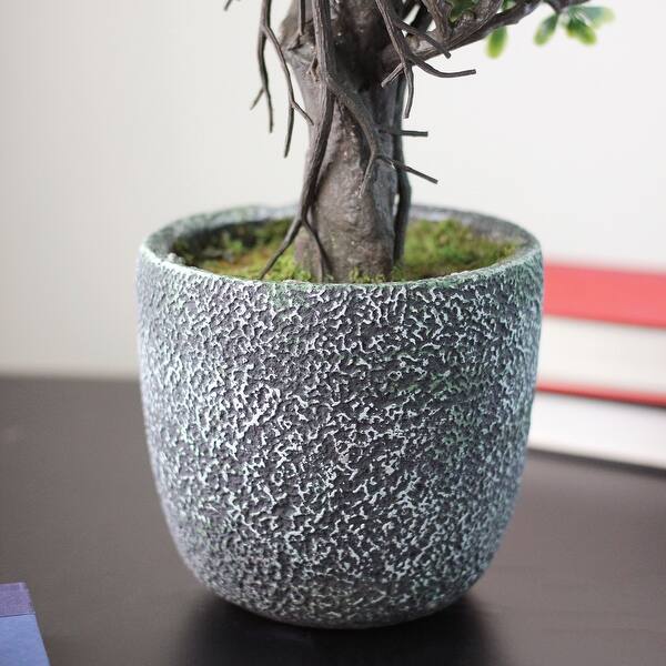 Shop 21 Artificial Japanese Bonsai Tree In Round Stone Pot Overstock 16551475