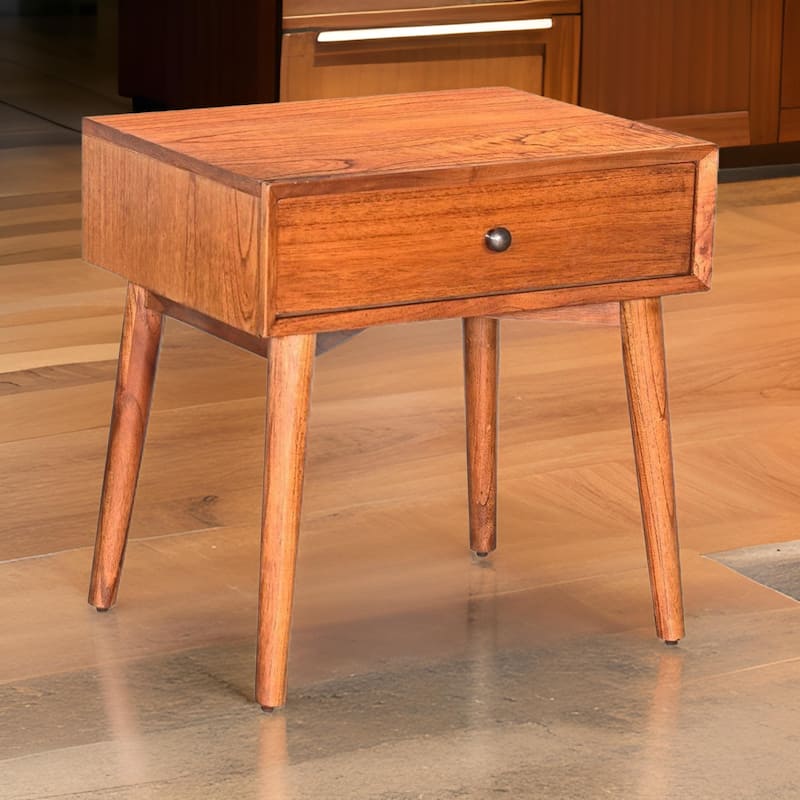 Amy Nightstand w Drawer, Metal Handle, 60 Inch Orange Brown