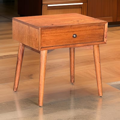 Amy Nightstand w Drawer, Metal Handle, 60 Inch Orange Brown
