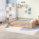 preview thumbnail 28 of 34, Queen Size Kids' Floor Bed with Safety Guardrails and Door, Modern Design Natural