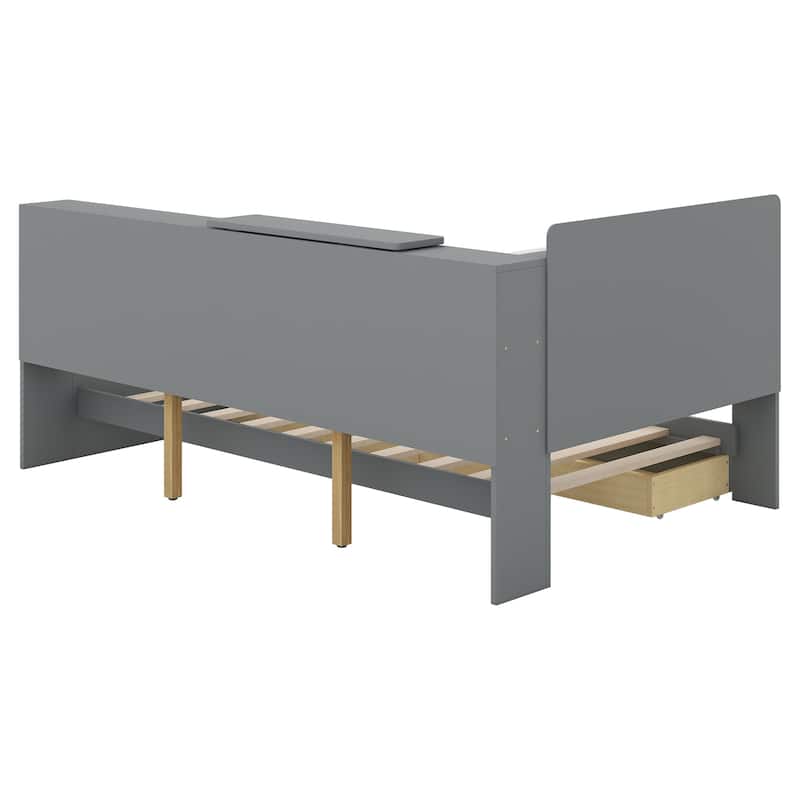 platform bed with Storage Headboard