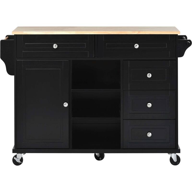 53-Inch Width kitchen Island cart with storage and 5 draws
