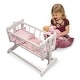 preview thumbnail 7 of 6, Badger Basket Heirloom Style Doll Cradle with Bedding - White/Pink - 23.75" x 14" x 17"