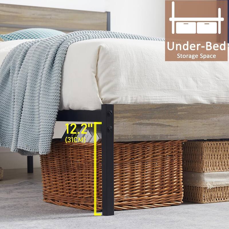 VECELO Twin Size Kids Bed Frames with Headboard and Footboard,Twin Size Bed Set of 2