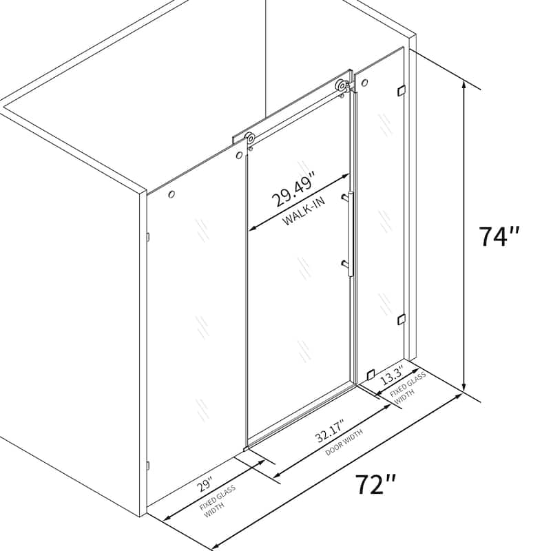 Frameless Shower Door with Clear Glass