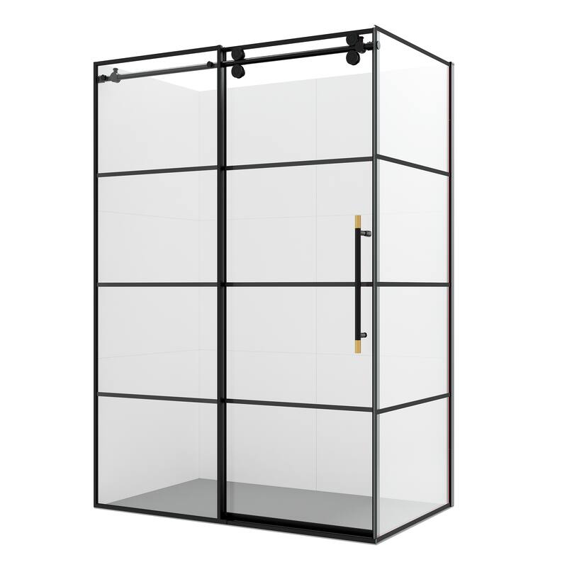 Losar Rectangle Single Sliding Framed Shower Enclosure - 48" W x 78" H - Matte Black