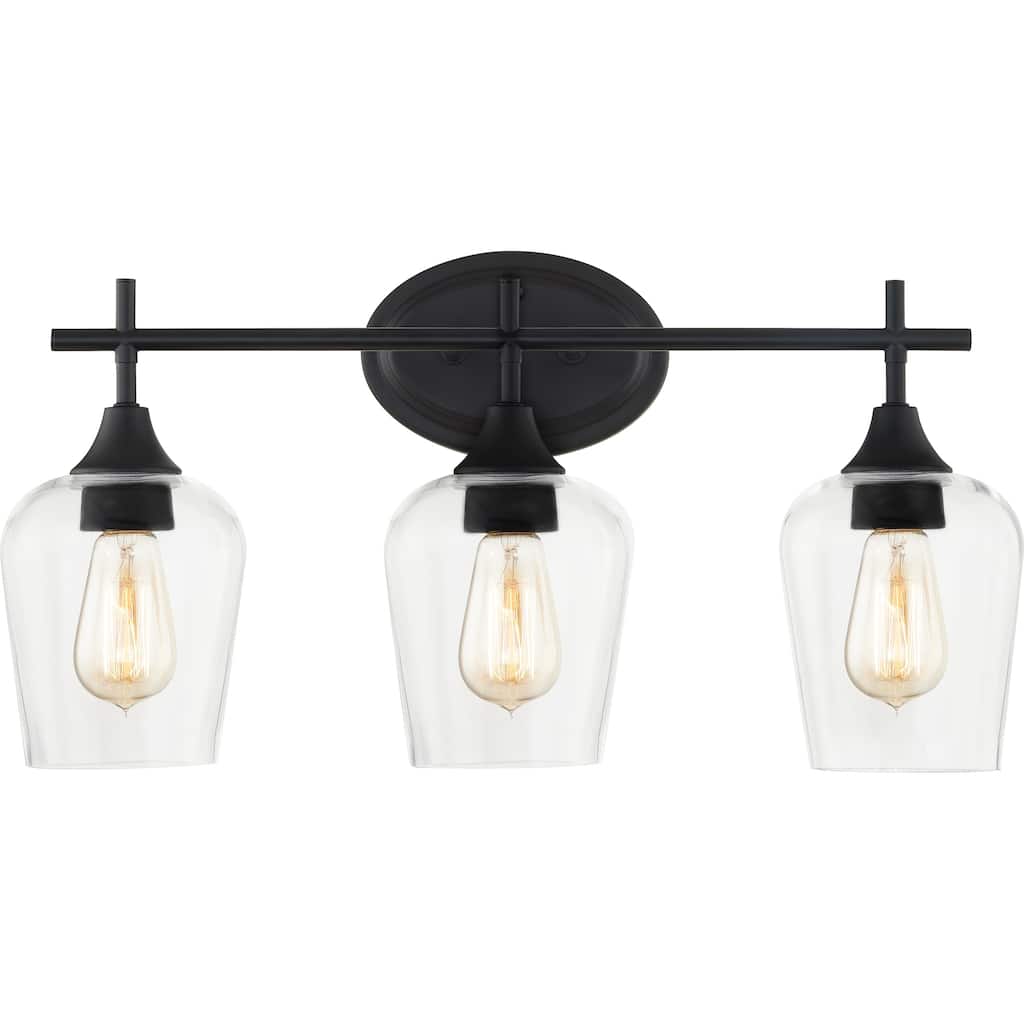 Temple 3-Light Matte Black Vanity Light