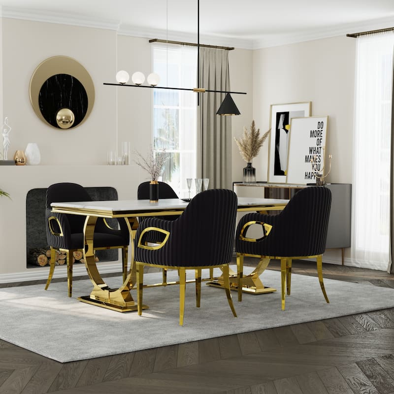 Dining Table Set with Arm Dining Chairs