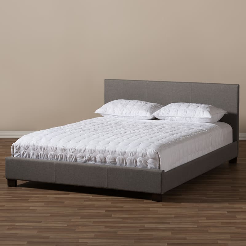 City Chic Platform Bed - Upholstered Bedroom Bed with Panel Headboard - Modern Design - Beige or Gray