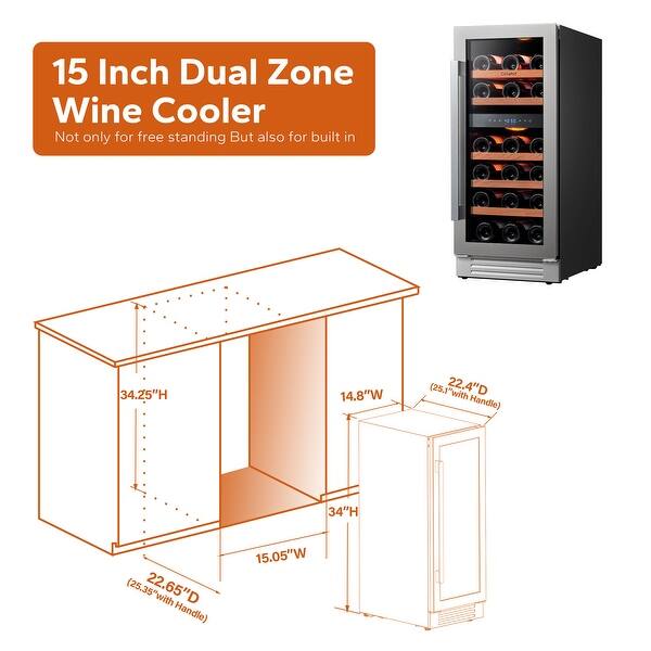 Ca'Lefort 15 inch Dual Zone 28Bottles BuiltIn Wine Cooler