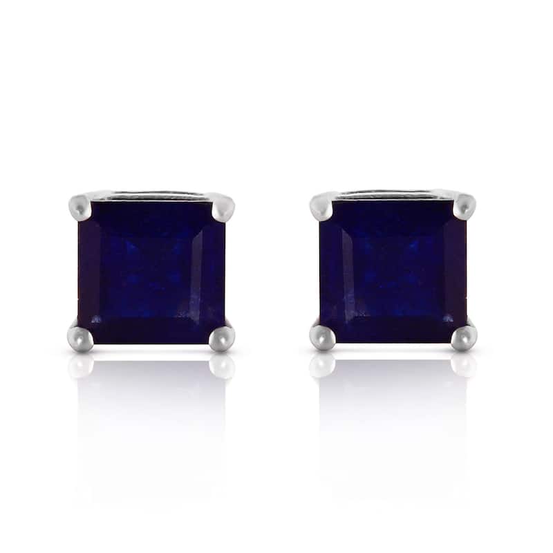 14K Solid Gold Elegant Stud Earrings Natural Sapphire Jewelry