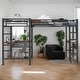 preview thumbnail 2 of 7, Twin Size L-Shaped Metal Loft Bed with Two Built-in Desks and Ladder , Black