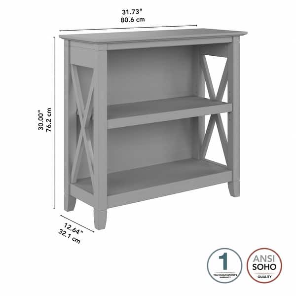 dimension image slide 7 of 9, Key West Small 2 Shelf Bookcase by Bush Furniture