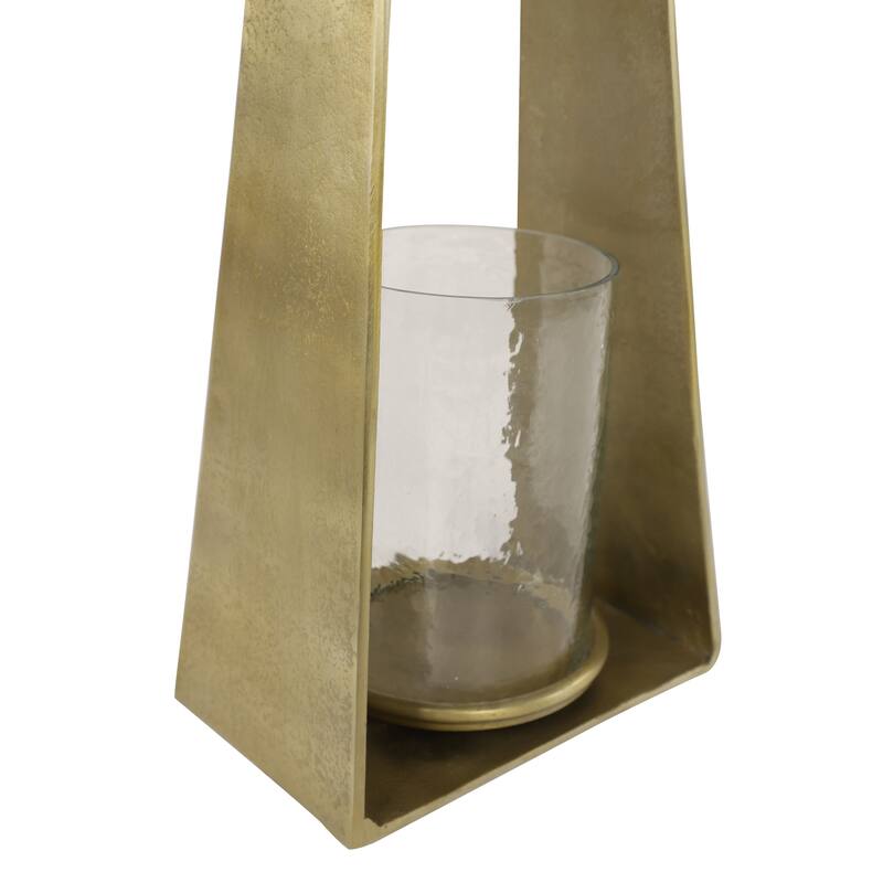 8" x 24" Large Gold Candle Holder With Hurricane Glass - 9 x 5 x 24