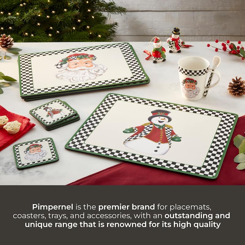Pimpernel Set of 6 Black and White Christmas Coasters - 4" L x 4" W