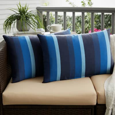 Sunbrella Gateway Indigo Stripe Indoor/Outdoor Knife Edge Pillow (Set of 2)
