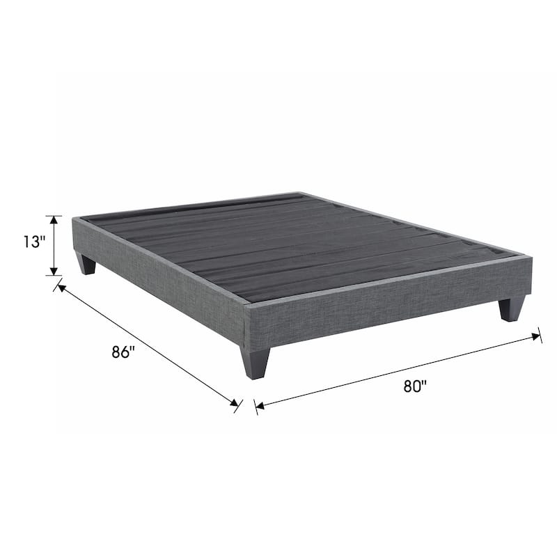 13" Modern Grey Eastern King Platform Bed Frame, No Headboard Design