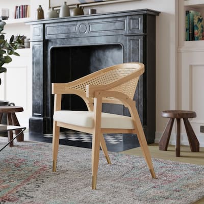 Commercial Grade Cane Rattan Dining Chair with Padded Seat