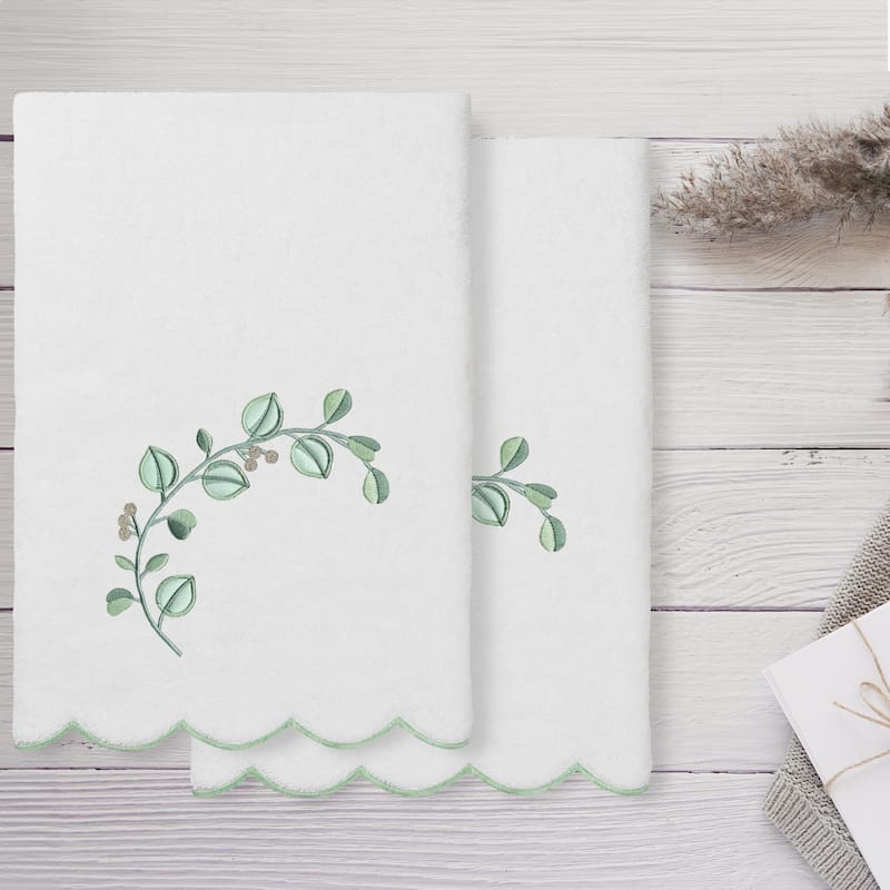 Authentic Hotel and Spa 100% Turkish Cotton WILD BRANCH Scallop Embellished Towel Collection