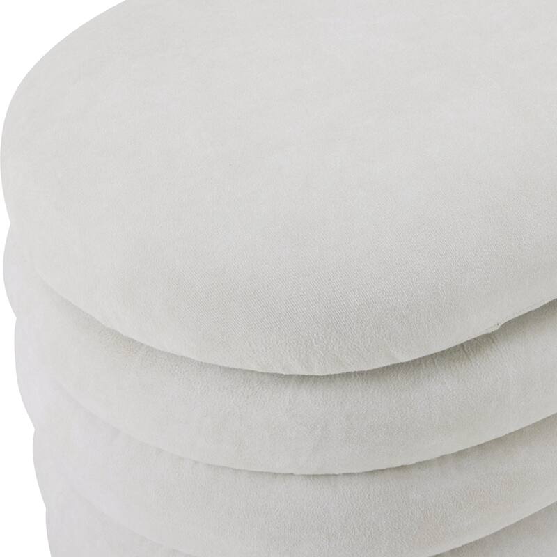 MCombo Storage Ottoman Bench, Upholstered Fabric End of Bed Bench with Storage, 47-inch Oval Footstool W495