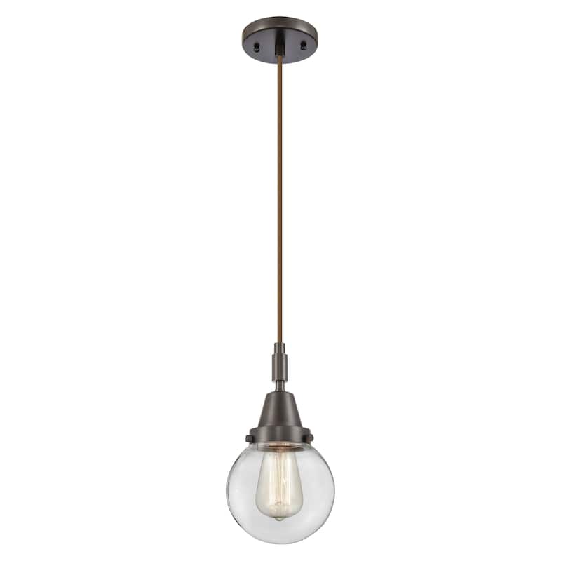 Innovations Lighting Downtown Urban - Caden Beacon - 1 Light 6" Cord Hung Mini Pendant - Clear Shade/Oil Rubbed Bronze