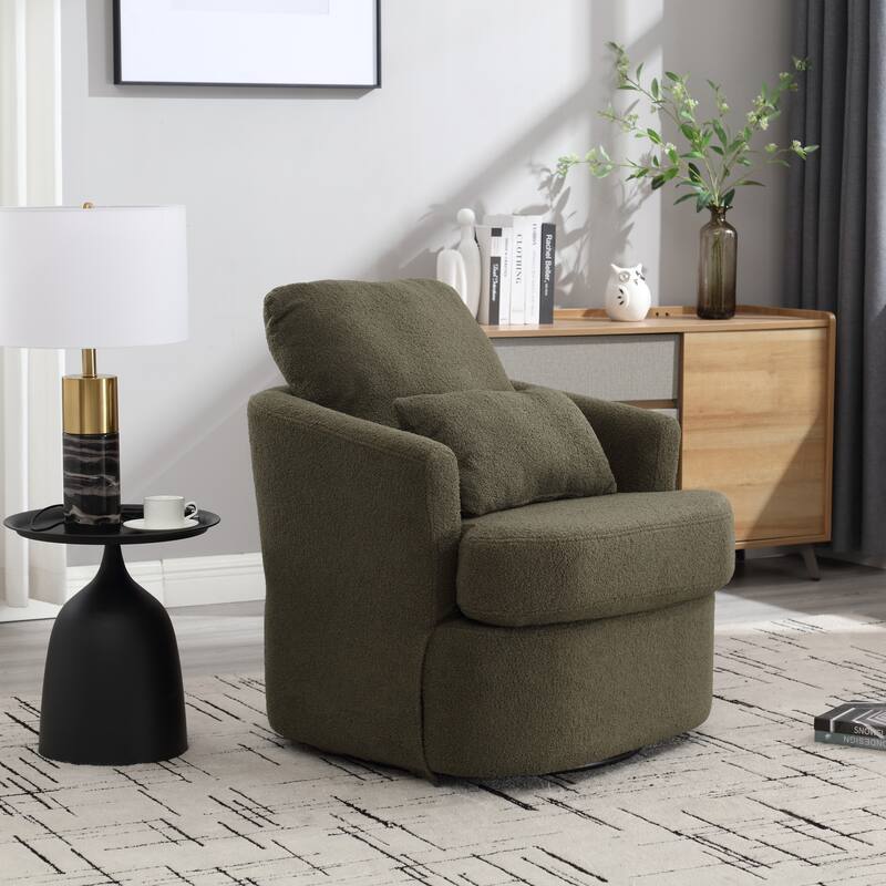 32.68" Swivel Barrel Chair with Metal Base