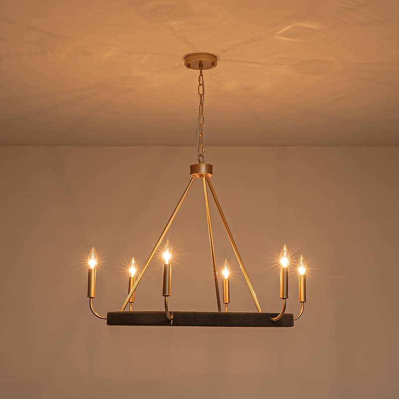 Modern Lodge 6-Light Candle-style Circular Chandelier - 30.1 in