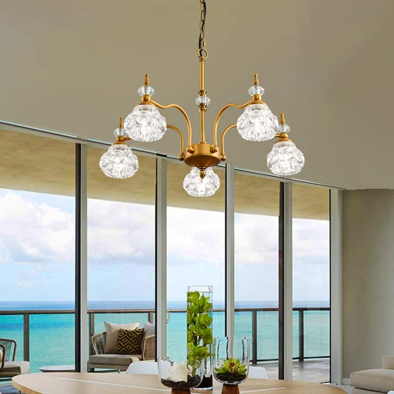 Modern Crystal Glass Shade 5-Light Chandelier